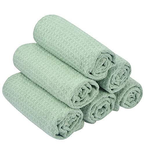 Microfiber Face Towel.13" x 13" 6-Pack, (Light Jade)